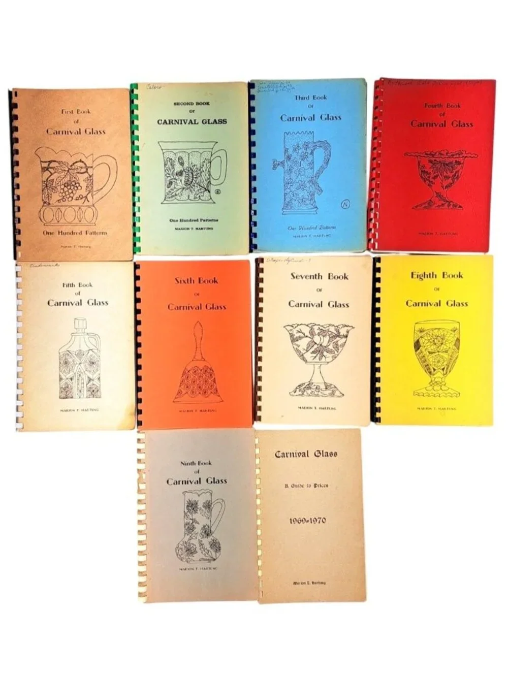 Vintage Carnival Glass Reference Book Lot Marion Hartung 1 to 9 Plus Price Guide